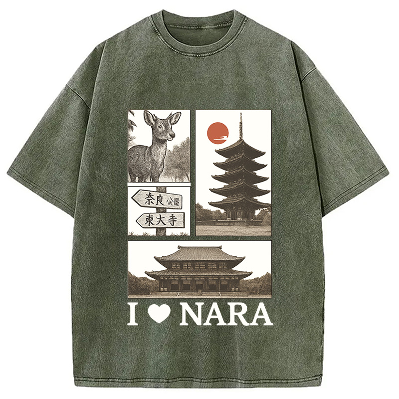 Modecanvas NARA Love Vintage Japanese Washed T-Shirt