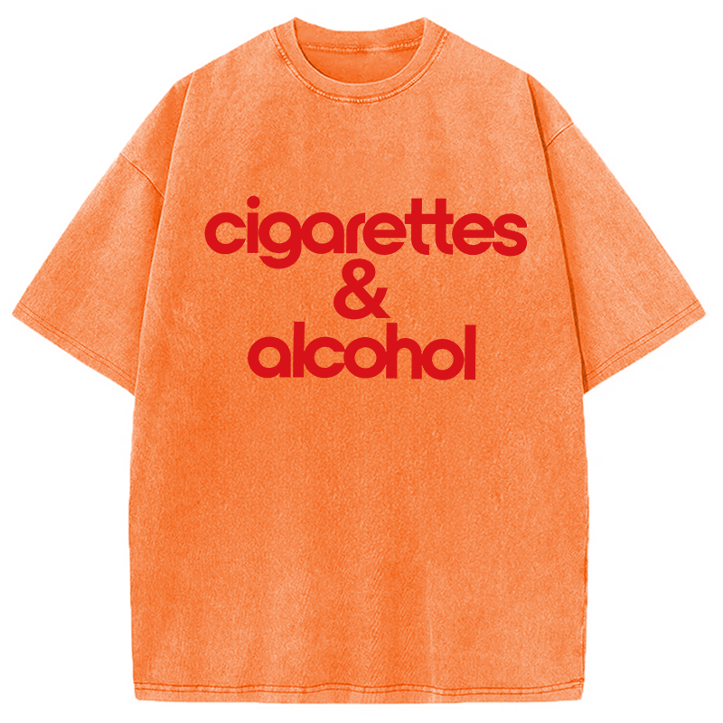 Modecanvas Cigarettes & Alcohol DTG Printing Washed T-Shirt