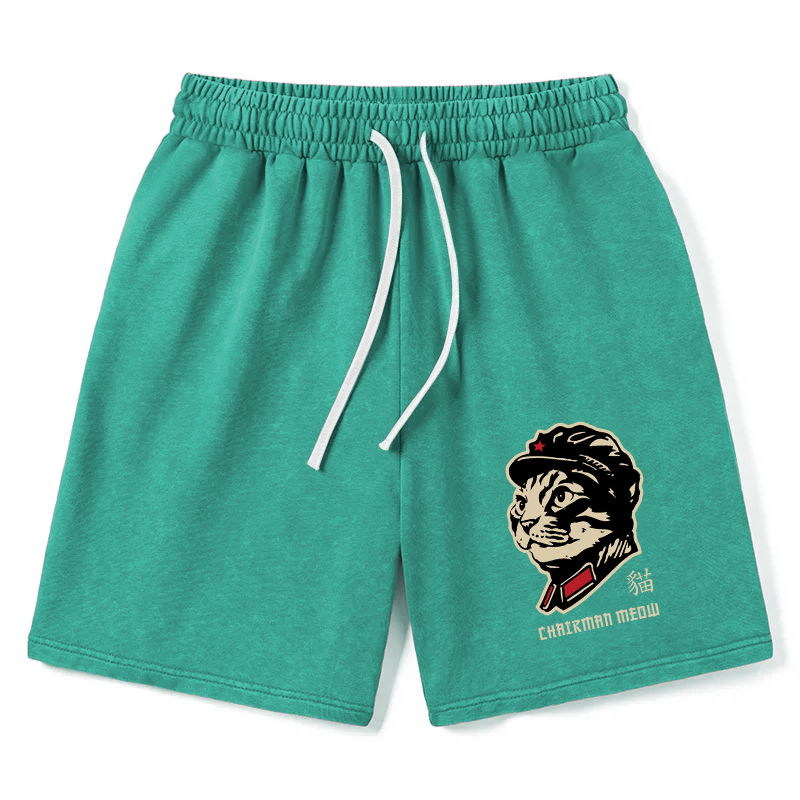 Modecanvas Chinese Spirit Cat Washed Shorts