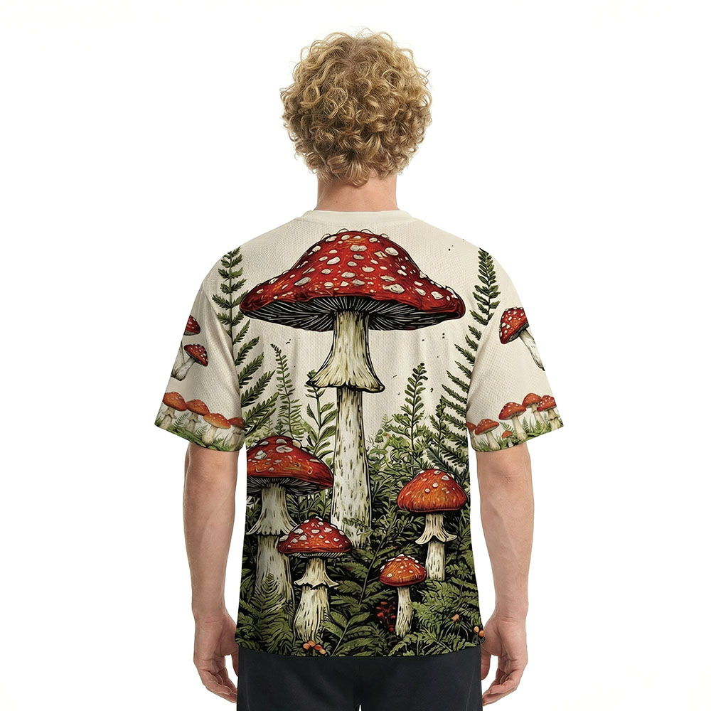 Modecanvas Red Mushrooms Mesh Jersey-modecanvas