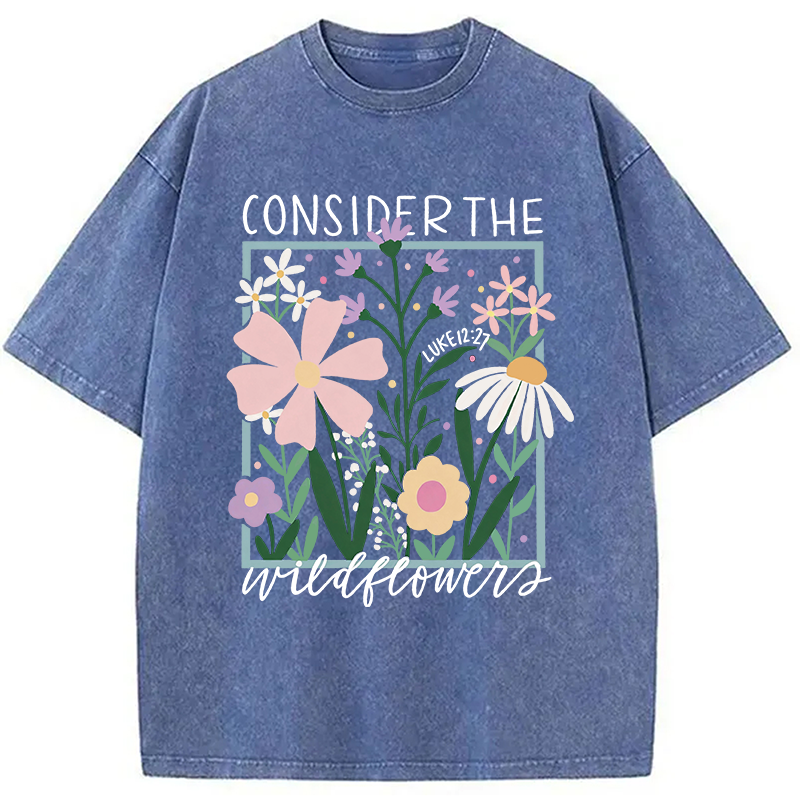 Modecanvas Consider the Wildflowers DTG Printing Washed T-Shirt