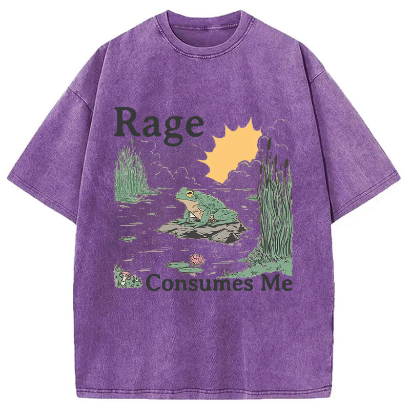 Modecanvas Rage Consumes Me Frog Pond Washed T-Shirt-modecanvas