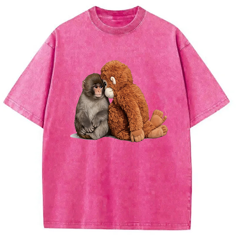 Modecanvas Plush Monkey DTG Printing Washed T-Shirt