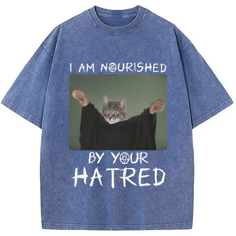 Modecanvas Funny Gothic Cat DTG Printing Washed T-Shirt