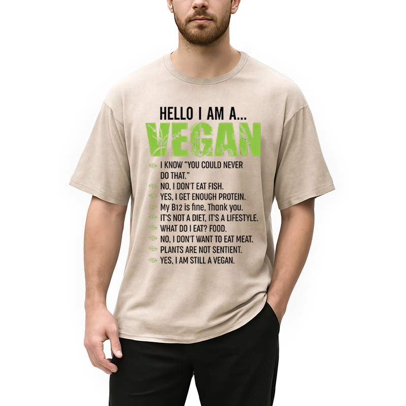 Modecanvas Funny Sarcastic Vegetarian DTG Printing Washed T-Shirt