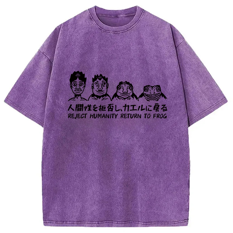 Modecanvas Reject Humanity Return To Frog Washed T-Shirt
