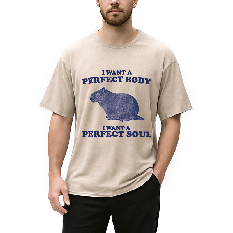 Modecanvas Capybara I Want A Perfect Washed T-Shirt