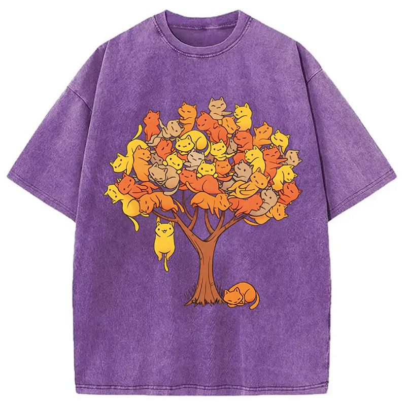 Modecanvas Cat Tree DTG Printing Washed T-Shirt