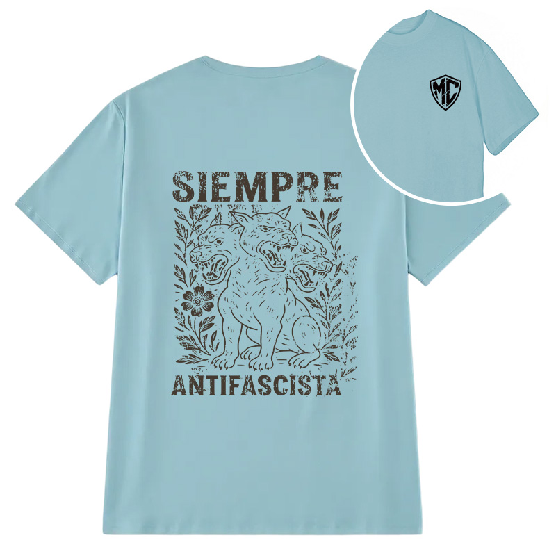 Modecanvas Siempre Antifascista Hydra Dog DTG Printing Back Classic T-Shirt