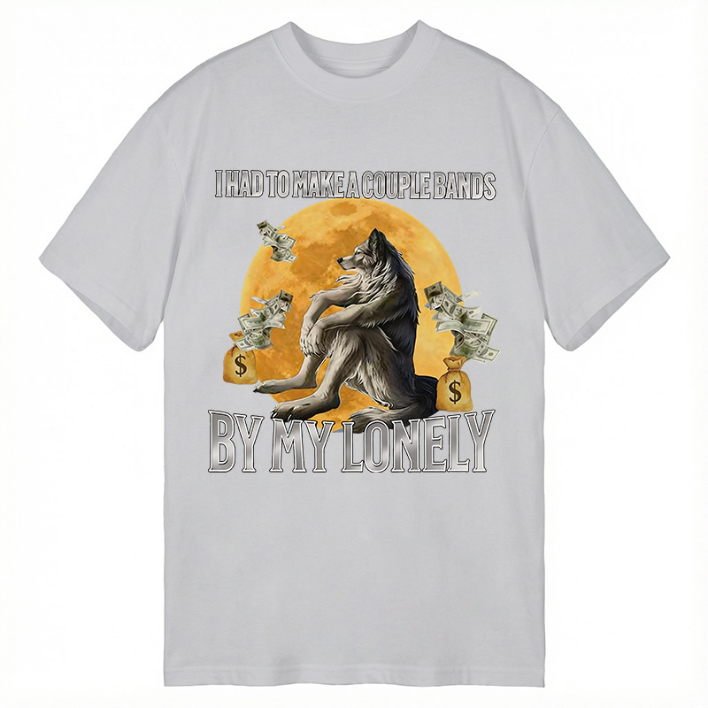 Modecanvas Lonely Alpha Wolf Meme DTG Printing Classic T-Shirt-modecanvas