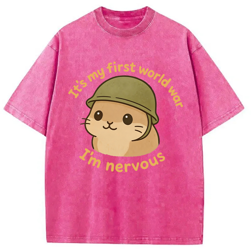 Modecanvas Nervous Hamster Meme DTG Printing Washed T-Shirt