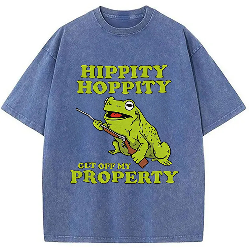 Modecanvas Hippity Hoppity Get Off My Property Meme DTG Printing Washed T-Shirt