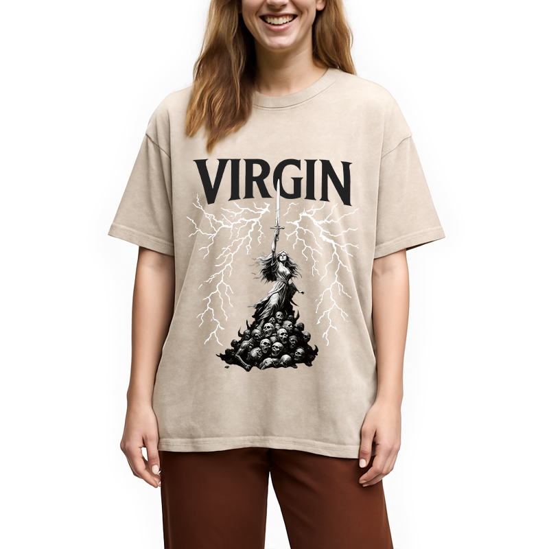Modecanvas Virgin Maiden Gothic DTG Printing Washed T-Shirt