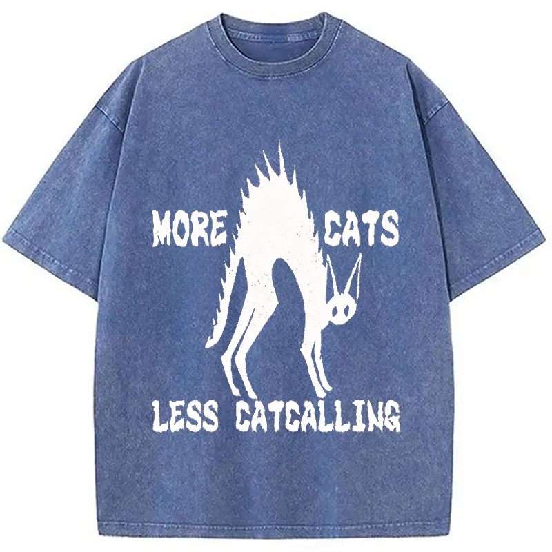 Modecanvas More Cats Less Catcalling DTG Printing Washed T-Shirt