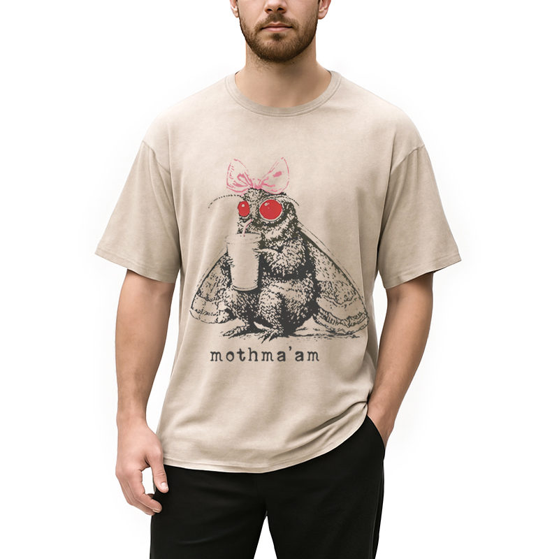 Modecanvas Mothma'am Funny Mothman DTG Printing Washed T-Shirt