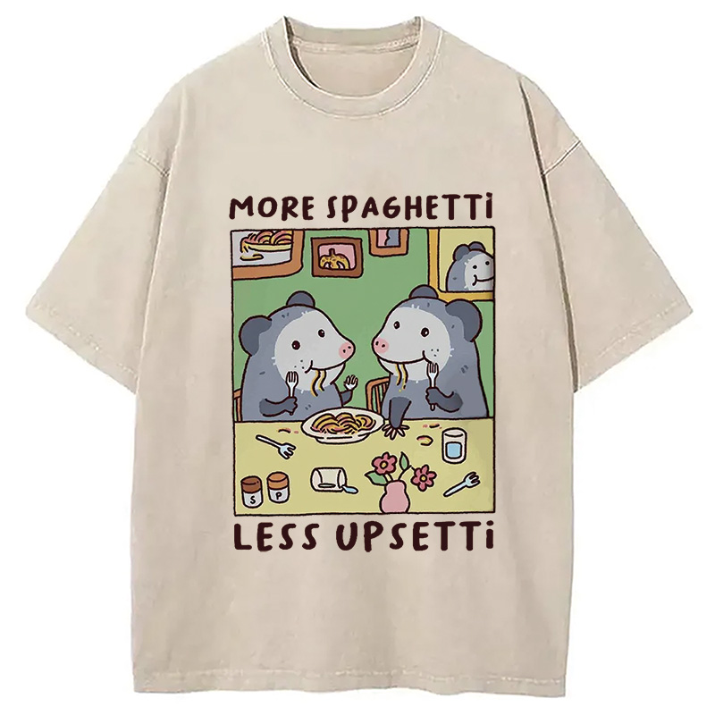 Modecanvas Possums Eating Spaghetti Washed T-Shirt