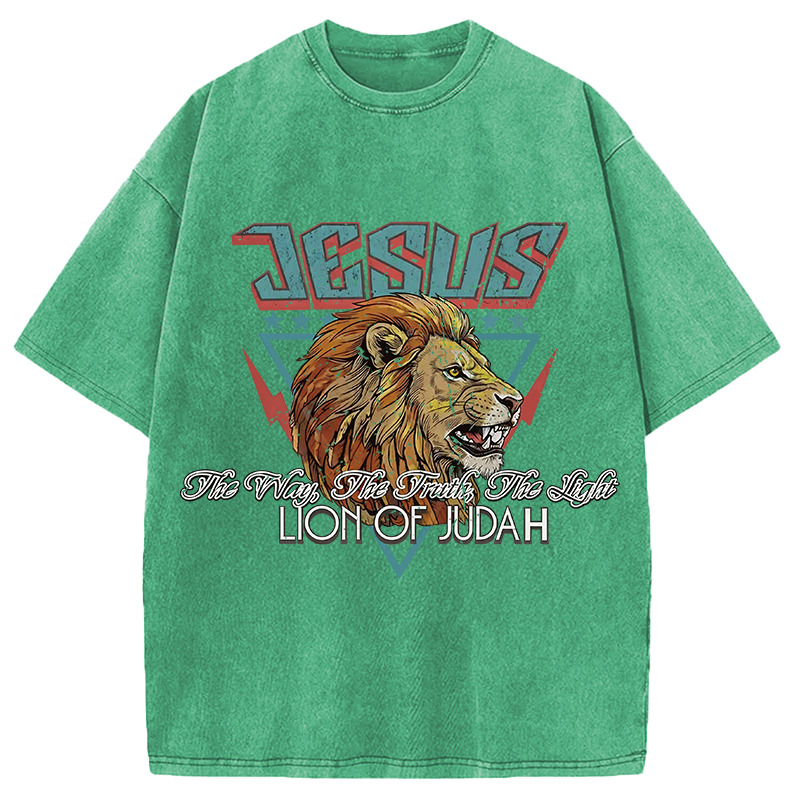 Modecanvas Jesus Lion Of Juda DTG Printing Washed T-Shirt