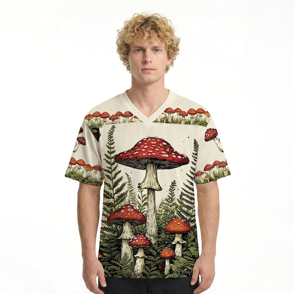 Modecanvas Red Mushrooms Mesh Jersey-modecanvas