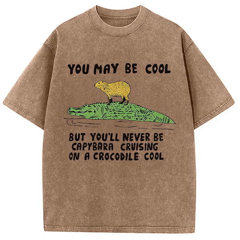 Modecanvas Cool Capybara Funny DTG Printing Washed T-Shirt
