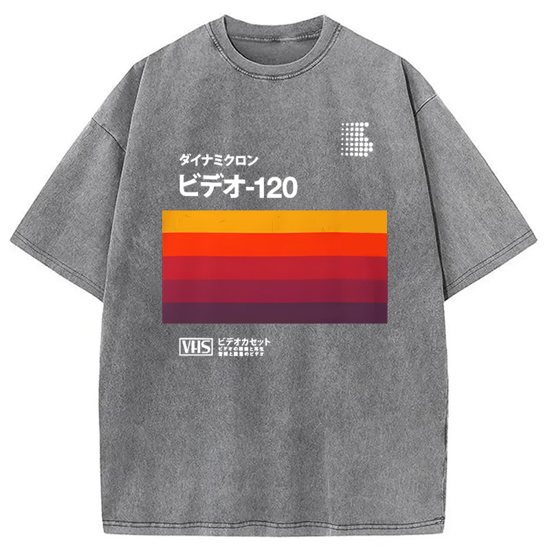 Modecanvas Retro Japanese VHS Cassette Washed T-Shirt