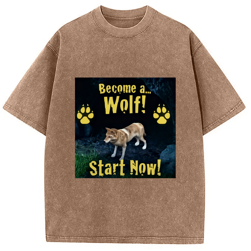 Modecanvas Become A Wolf Washed T-Shirt
