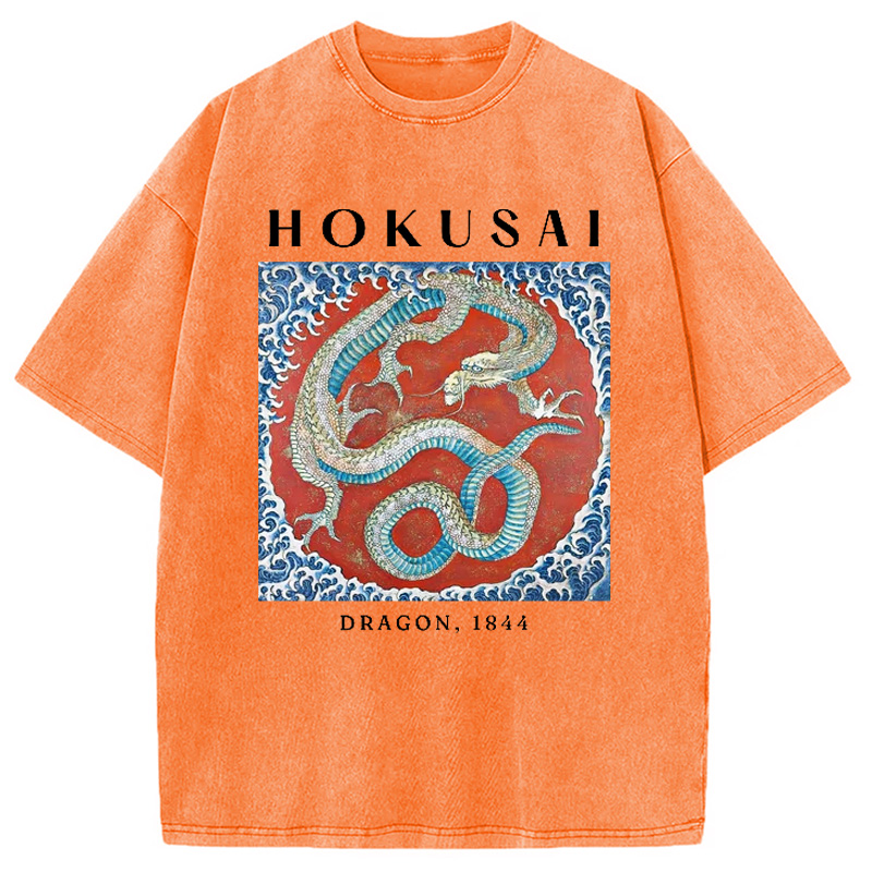 Modecanvas Hokusai Japanese Dragon Washed T-Shirt