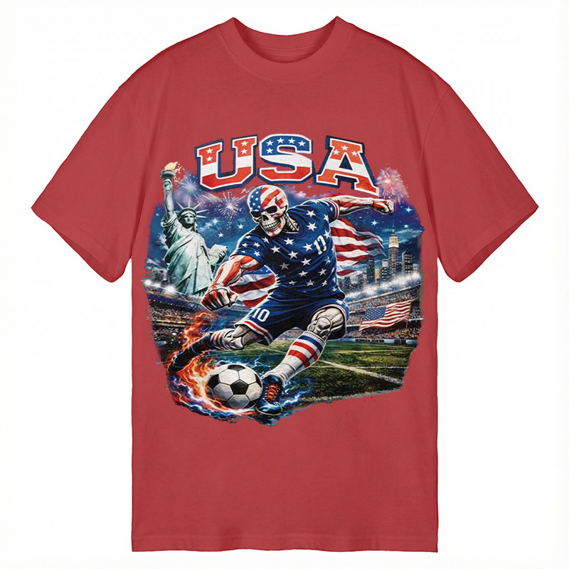Modecanvas USA Soccer Skull DTG Printing Classic T-Shirt-modecanvas