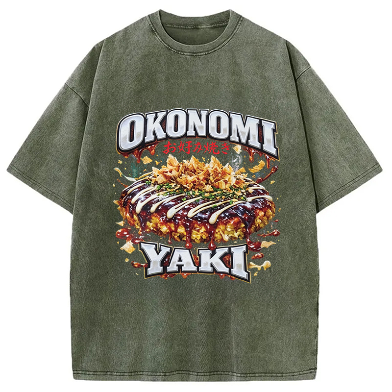 Modecanvas Ironic Okonomiyaki Meme DTG Printing Washed T-Shirt
