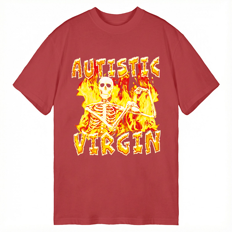 Modecanvas Autistic Virgin Funny Skeleton DTG Printing Classic T-Shirt-modecanvas
