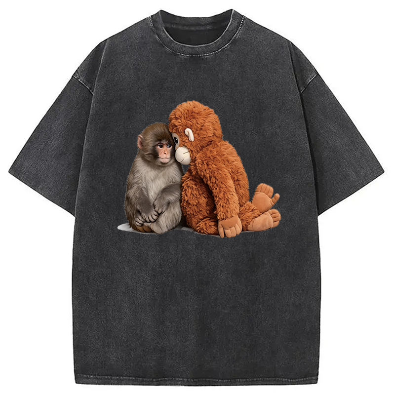 Modecanvas Plush Monkey DTG Printing Washed T-Shirt