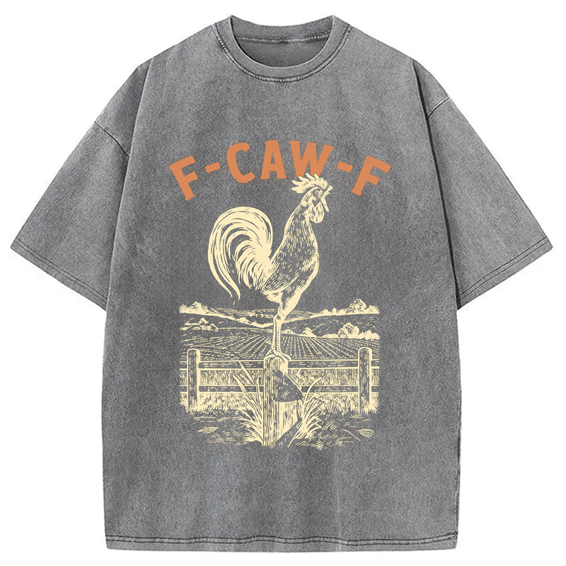 Modecanvas Funny Rooster Meme DTG Printing Washed T-Shirt