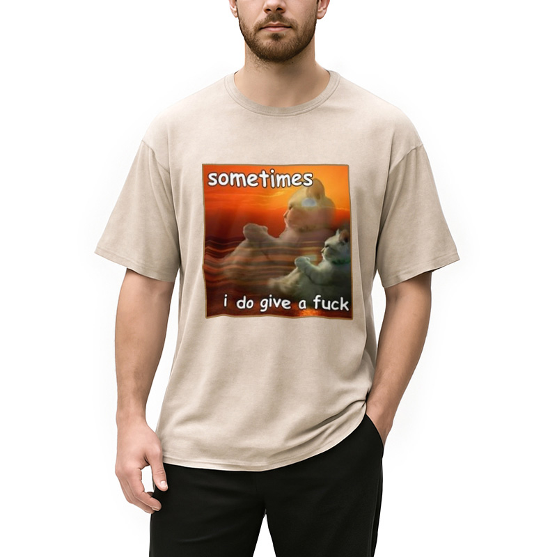 Modecanvas Sometimes I Do Give A Fxck Meme Washed T-Shirt