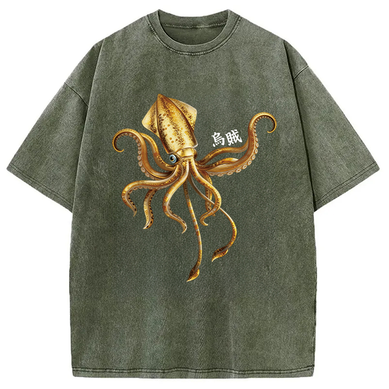 Modecanvas Squid Ink Painting DTG Printing Washed T-Shirt