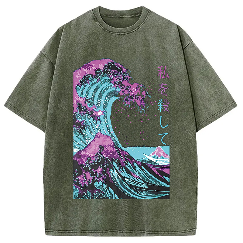 Modecanvas Ocean Kanagawa DTG Printing Washed T-Shirt