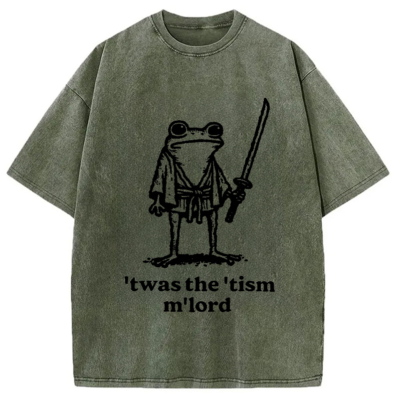 Modecanvas Focused Samurai Frog Washed T-Shirt-modecanvas