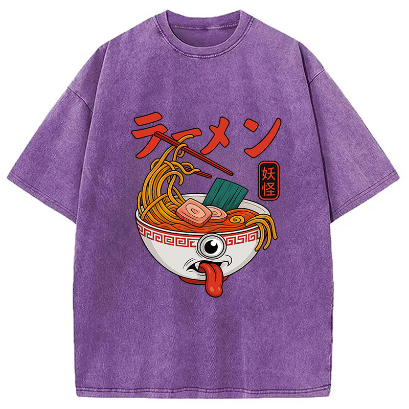 Modecanvas Yokai Ramen Japanese Washed T-Shirt