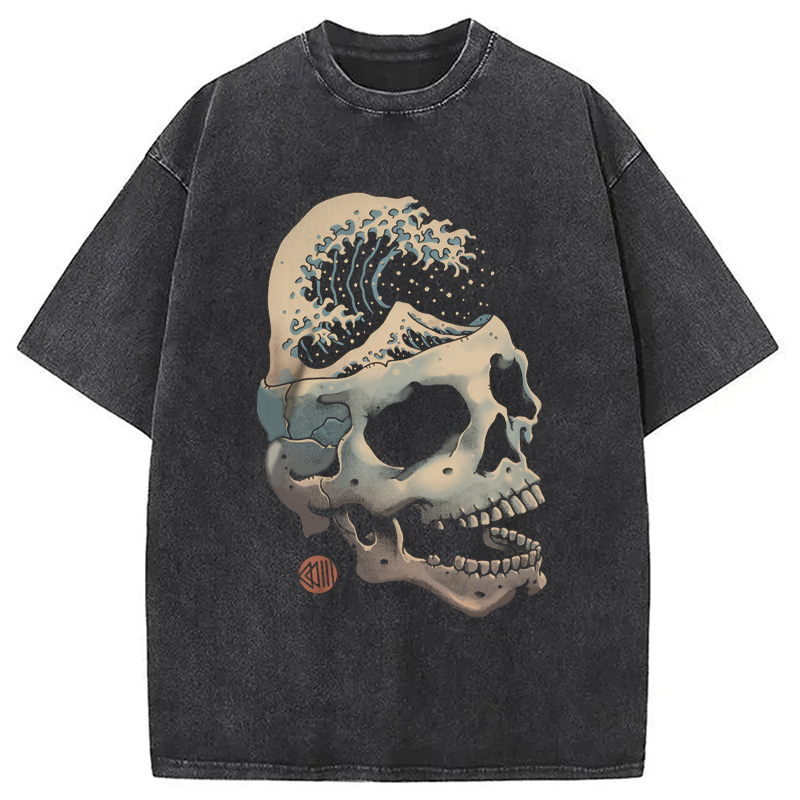 Modecanvas Skull Wave Washed T-Shirt