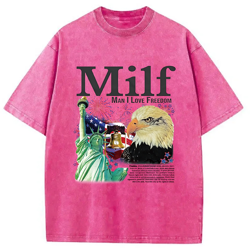 Modecanvas Man I Love Freedom DTG Printing Washed T-Shirt