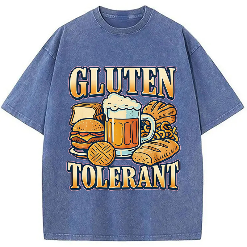 Modecanvas Gluten Tolerant Funny Food Humor DTG Printing Washed T-Shirt