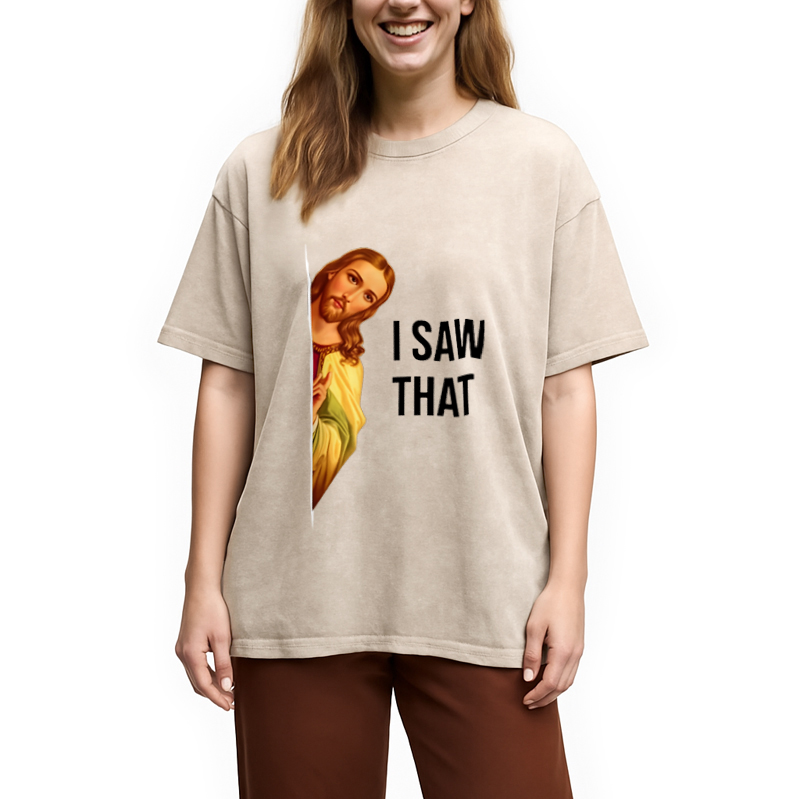 Modecanvas Funny Jesus Meme Washed T-Shirt