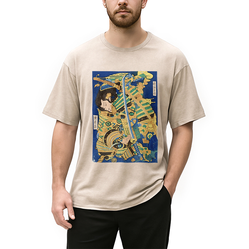 Modecanvas Samurai Clash Ukiyo-e Washed T-Shirt