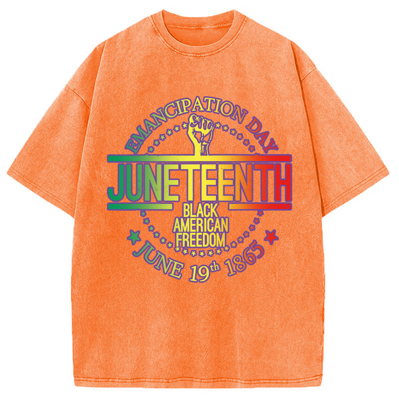 Modecanvas Juneteenth Independence Day DTG Printing Washed T-Shirt