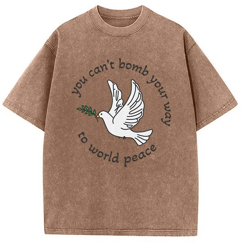 Modecanvas Bombs for World Peace DTG Printing Washed T-Shirt