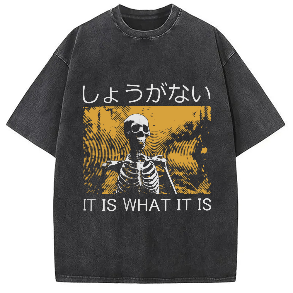 Modecanvas It is what it is Skeleton Washed T-Shirt