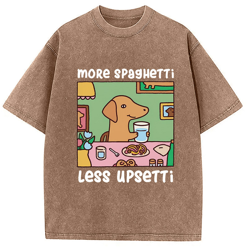 Modecanvas Doxie Eating Spaghetti Washed T-Shirt