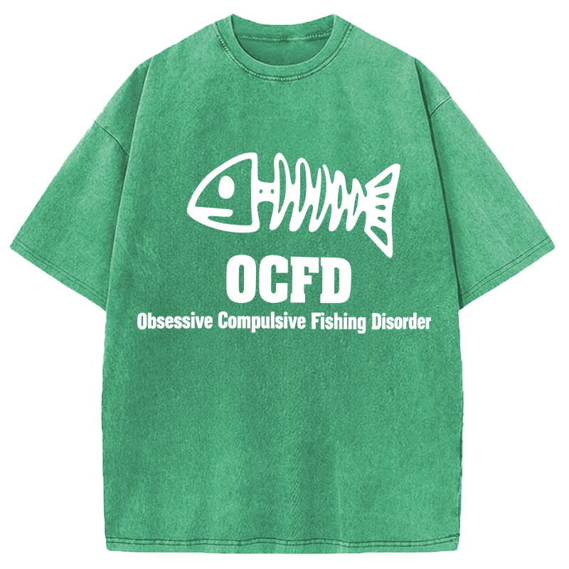 Modecanvas OCFD Funny Fishing DTG Printing Washed T-Shirt