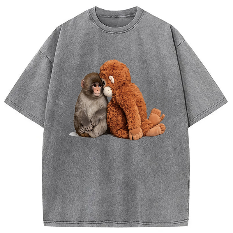 Modecanvas Plush Monkey DTG Printing Washed T-Shirt