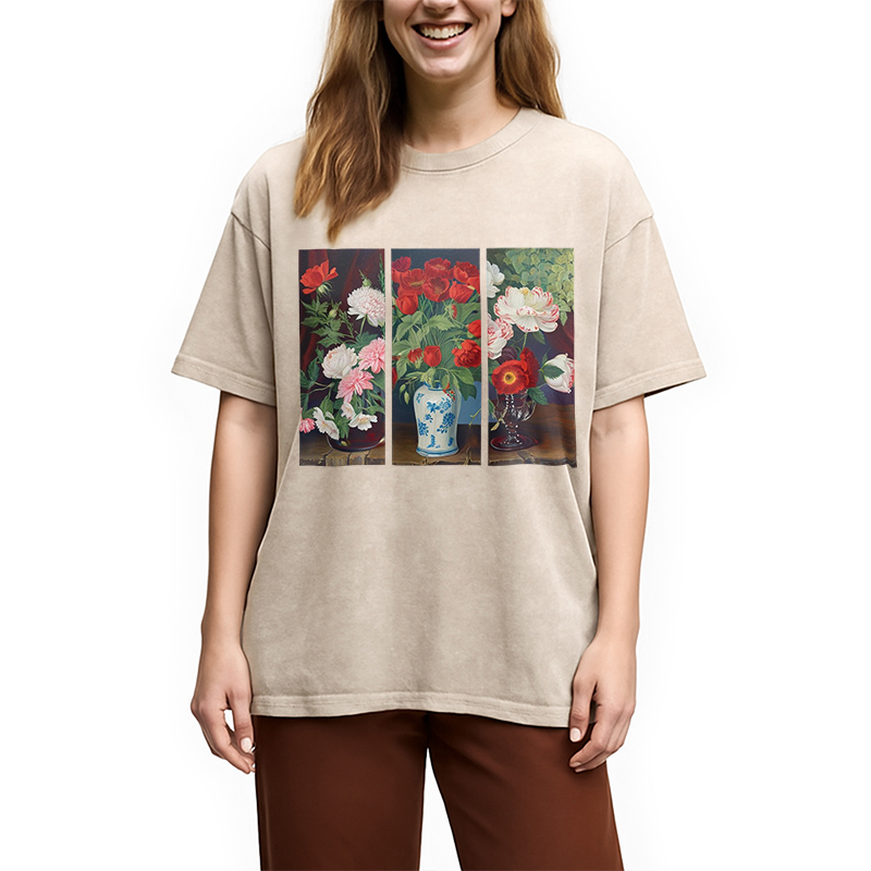 Modecanvas Van Gogh Flower Washed T-Shirt