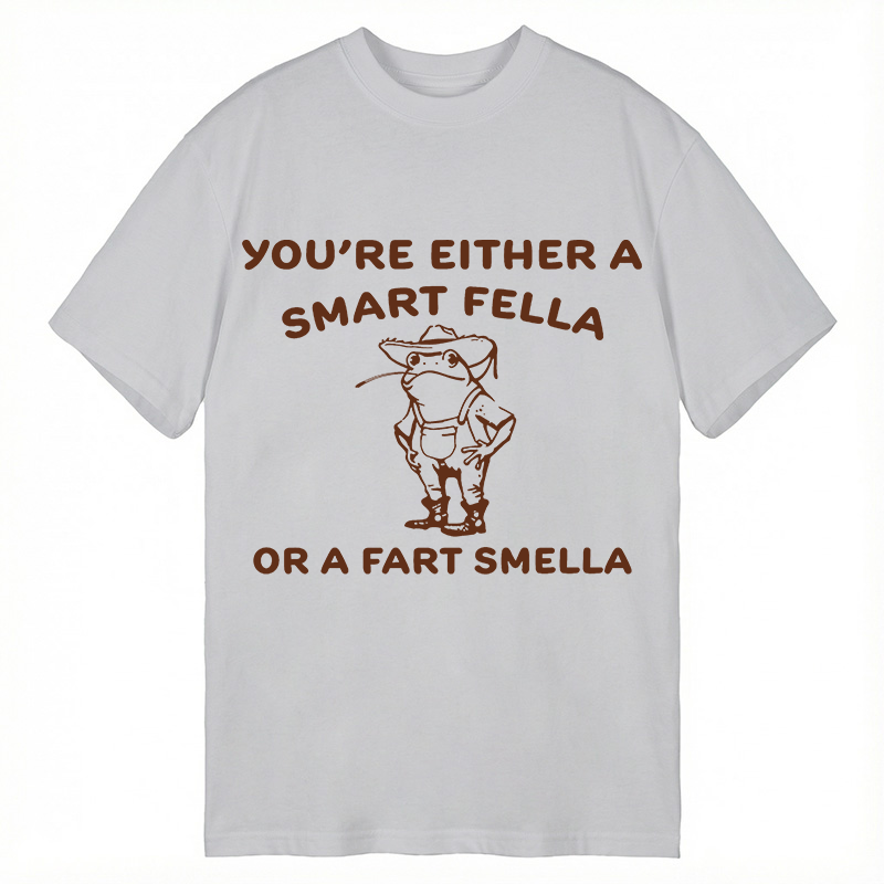 Modecanvas Are You A Smart Fella Or Fart Smella? Cowboy Frog DTG Printing Classic T-Shirt-modecanvas