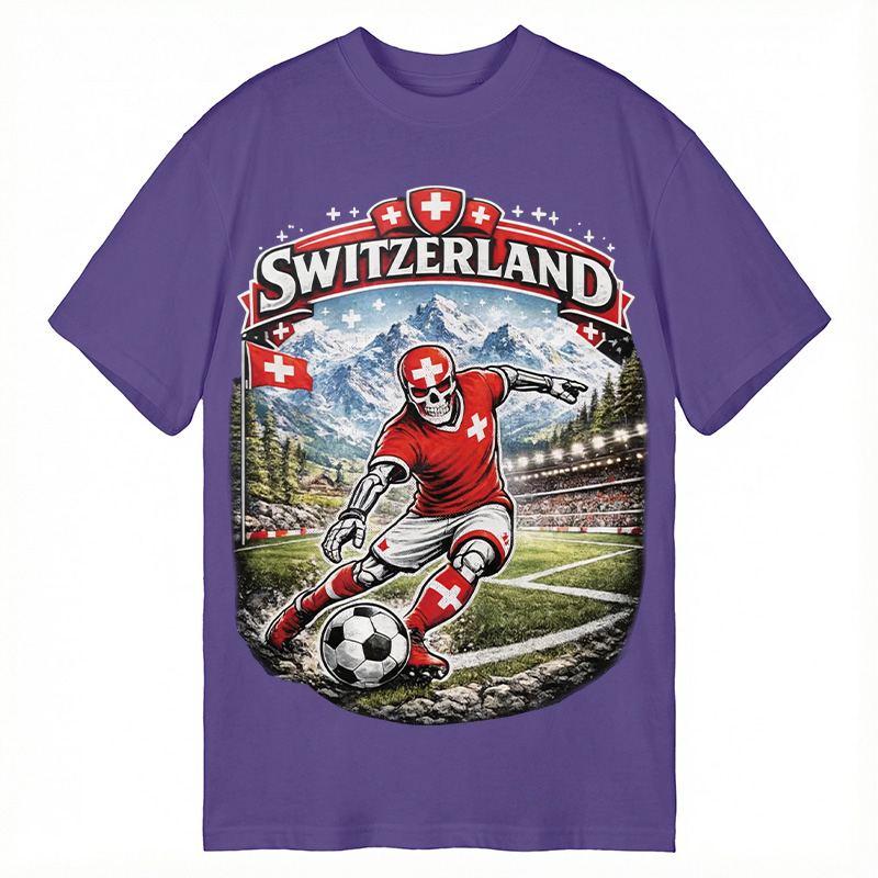 Modecanvas Switzerland Soccer Skull DTG Printing Classic T-Shirt-modecanvas